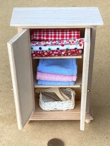 Dolls house wooden wardrobe - wooden,