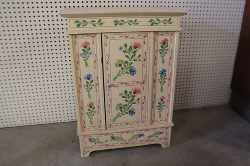 Painted wooden doll wardrobe - painted,